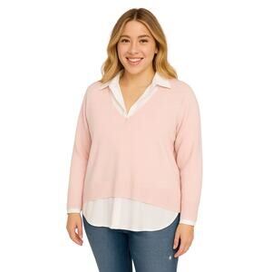 Philosophy Primrose Ivory Sweater Blouse Combo Women's 1X NWT Casual